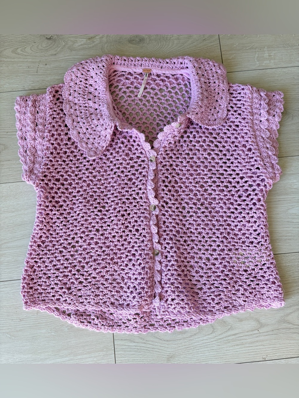 Free People Lily Crochet Top - candy lilac bubble tea - Large